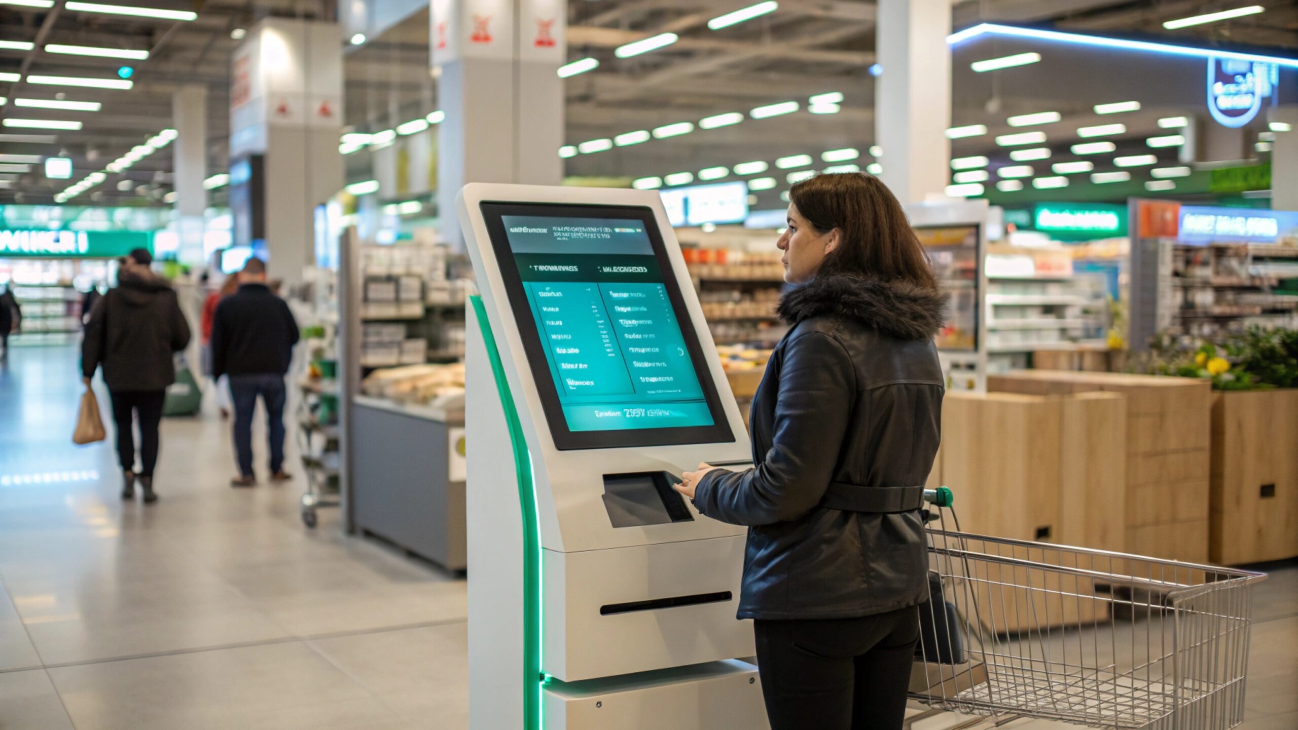 Close-up of a kiosk touchscreen interface