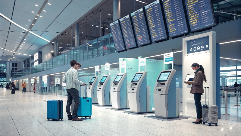 A modern self-service kiosk in a retail environment