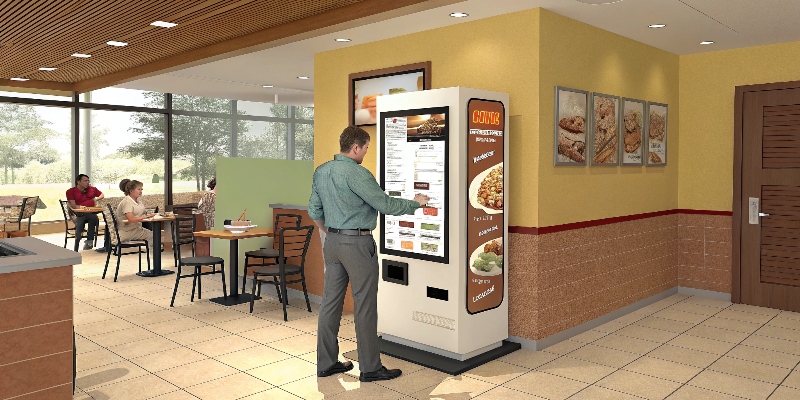 Self check-in kiosk in a hotel lobby