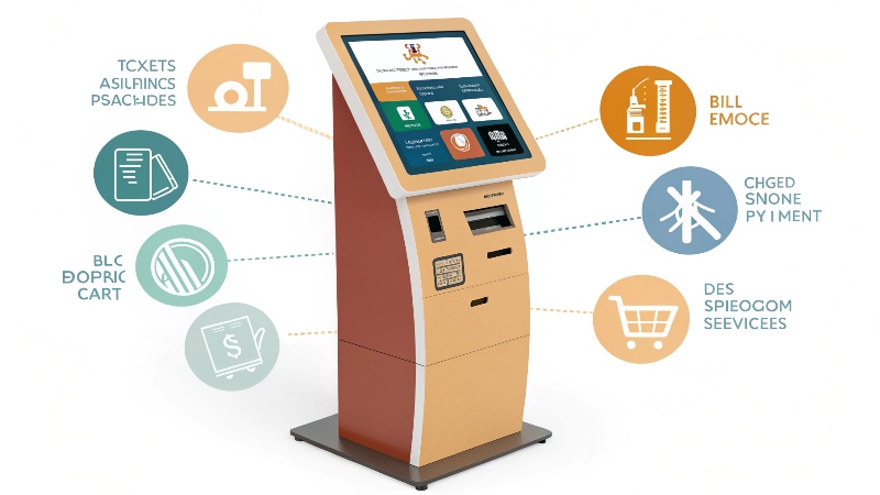 Person using a self-service payment kiosk